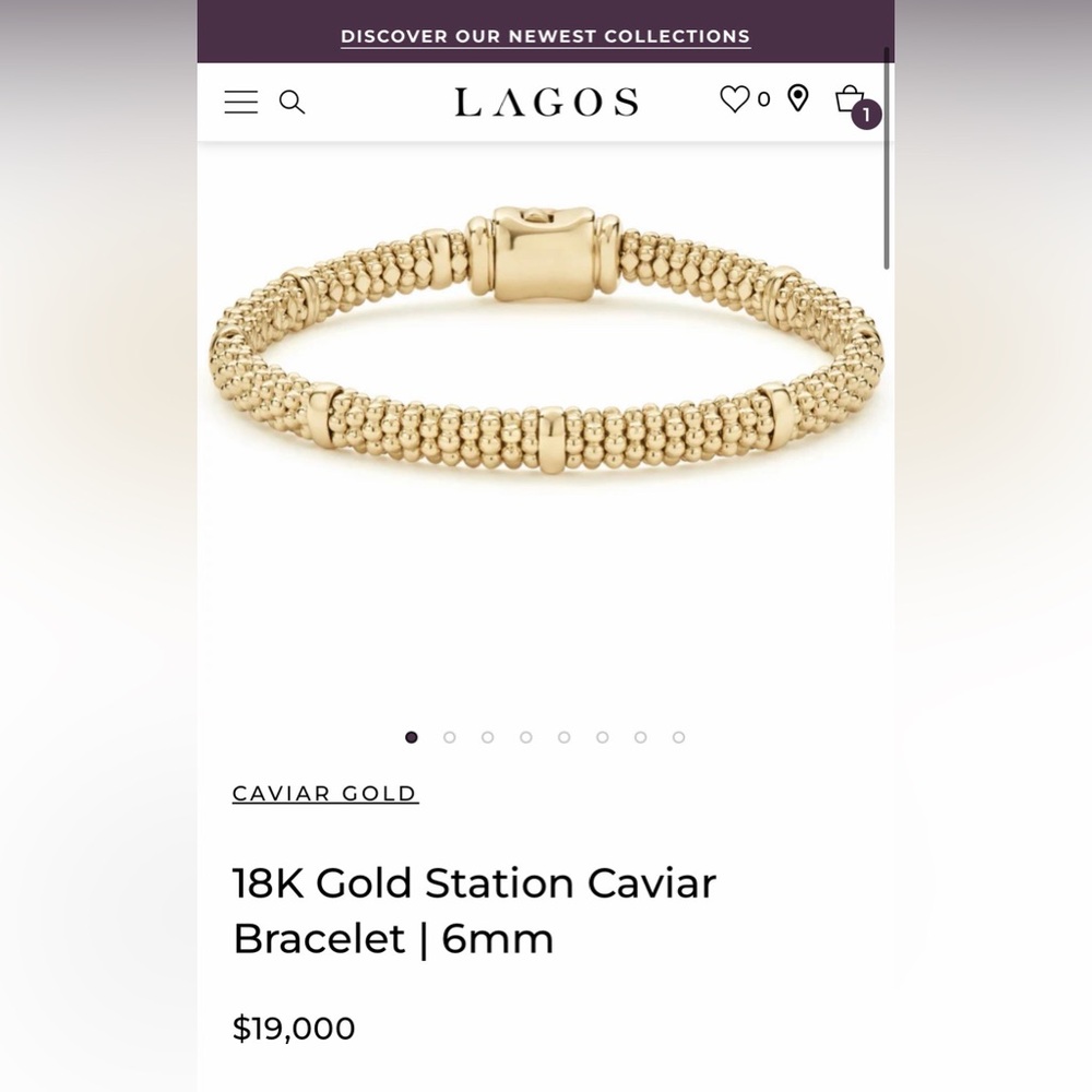 Lagos 18K Gold Station Caviar Bracelet | 6mm | Size M
